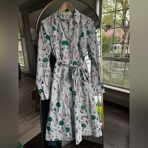 Boden Amy cotton shirt dress. Paris scene